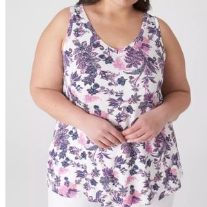 Floral Print Tank Top - Pink and Purple